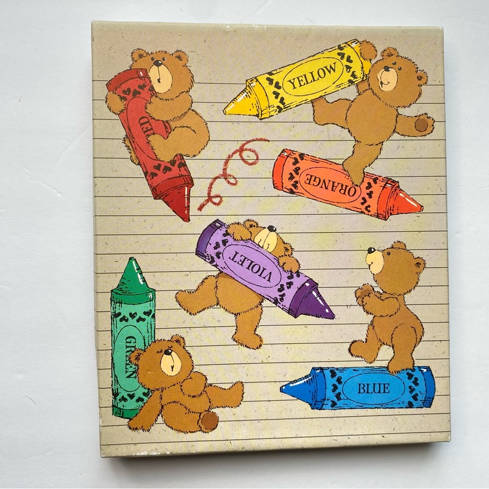 New Vintage Hallmark Teddy Bear & Colored Crayons Boxed Stationery